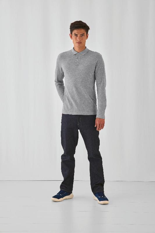 Polo homme ID.001 manches longues - 100% coton pré-rétréci - Réf: CGPUI12_0