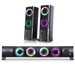 Spirit of gamer Enceintes PC 2.0 - 6W RMS - modulable en une barre de son - rétroéclairage RGB - Alimentation USB - 3701123974922_0
