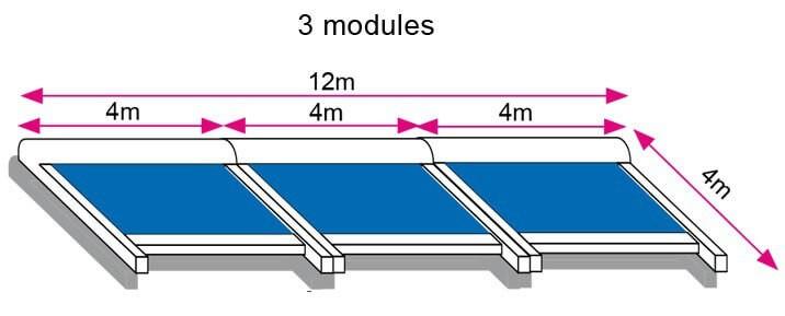 Store de Toit Toile Dickson Acrylique Extérieur 3 Modules Motorisés pour Véranda et Pergola Sur Mesure Référence: store de toit Dickson 3 modules_0