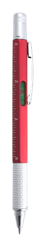 Stylo bille multifonction en plastique - tournevis, niveau à bulle et règles 7 cm/3 pouces - clip métal - encre bleue_0