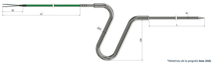 Thermocouple à piquer avec poignée ergonomique - Types K, N, J, T, E, R, S, B et options personnalisées_0