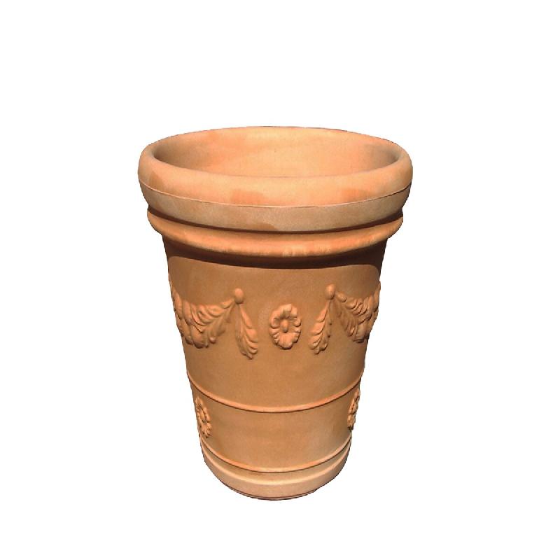 Vase festonné à double bord en terre cuite d'Impruneta - Dimensions : 75 x 75 x 75 cm - orange matière synthétique 8056450703048_0