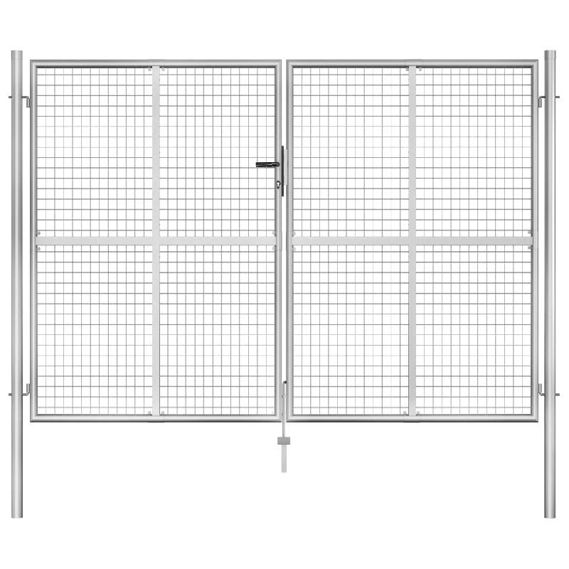 Vidaxl porte de jardin acier galvanisé 306x225 cm argenté 144765_0