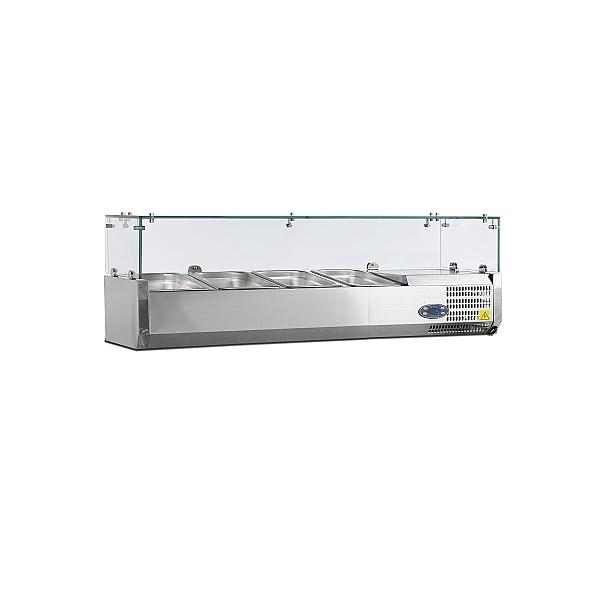 Vitrine réfrigérée à ingredients avec 4 bacs et protection de verre - bac non inclus - VK38-120_0