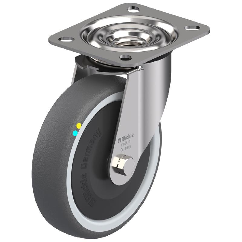 Roulette pivotante de 125 mm en acier inoxydable avec thermoplastique gris conducteur d'électricité._0