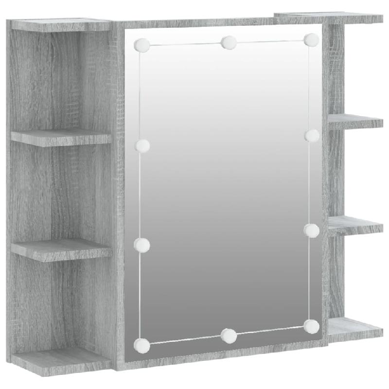 ARMOIRE SALLE DE BAIN MEUBLE À MIROIR AVEC LED 70 X 16,5 X 60 CM GRIS 02_0006677_0