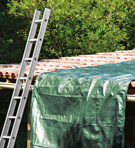 Bâche de protection de chantier lourde - toile tissée indéchirable vert/marron - 10m x 15m - 240 gr/m2, imperméable et résistante aux UV_0