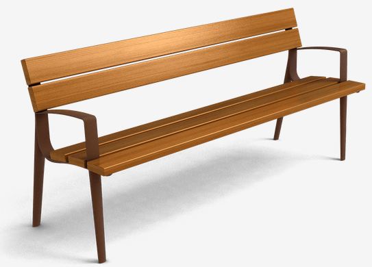 Banc public Oslo UM319 - design nordique minimaliste avec piètement en fonte ductile et lattes en bois tropical_0