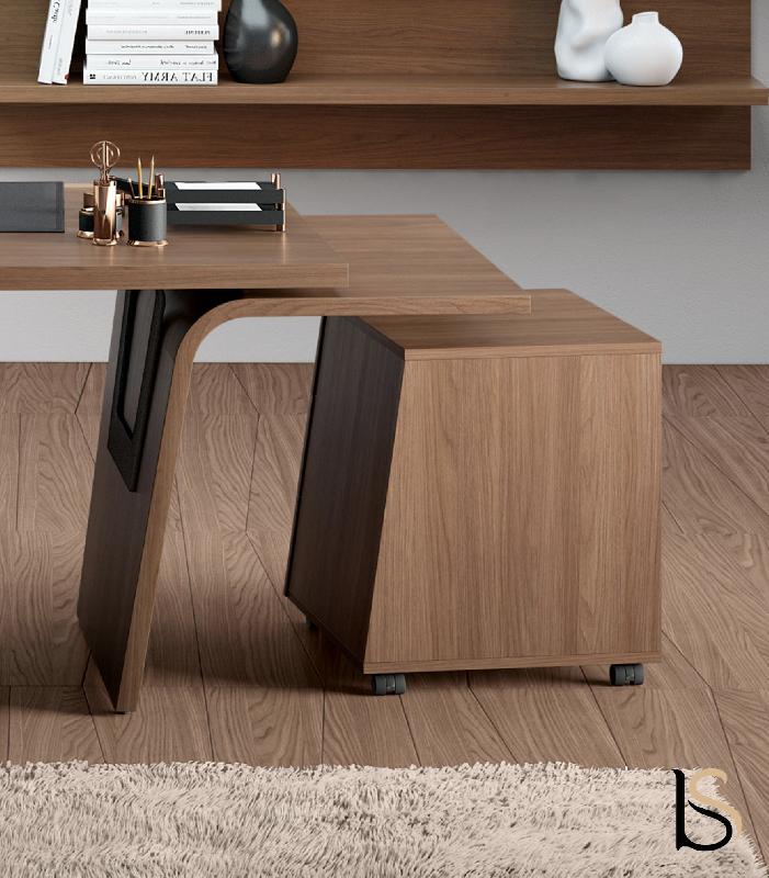 Caisson mobile pour bureau Larus - Dellarovere - Droite, Noyer_1