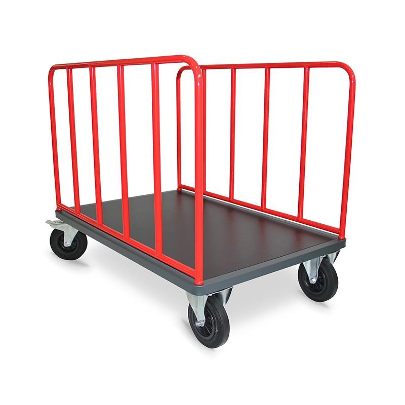 Chariots manuels 2 dossiers - 500 kg - 800 x 600 mm - Ridelles tubulaires ou grillagées_0