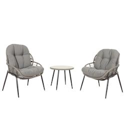 Décoshop26 - Ensemble de chaises et table d'appoint de jardin balcon terrasse en polyrotin et coussin gris foncé 04_0006633 - gris 3000261831495_0
