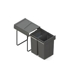 Emuca 8200623 Bac De Tri Sélectif A Montage Inférieur Et Extraction Manuelle Pour élément De Cuisine Recycle, 2x25litres, Plast - gris 8432393338675_0