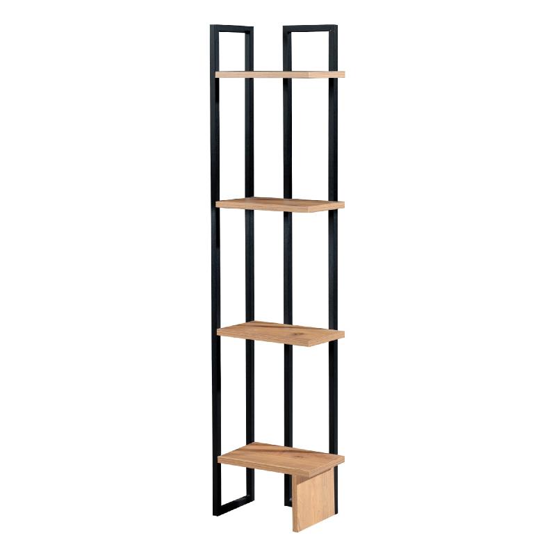 Étagère à 4 niveaux - 150 x 36 x 21 cm - Effet noyer / noir - 03_0006958_0