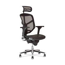Fauteuil Enjoy en résille Noir avec têtière, à mécanisme synchrone, accoudoirs 3D réglables_0