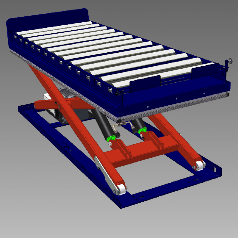 Table élévatrice K17208 avec convoyeur à rouleaux - Capacité 1000 kg - Plateforme 2,0m x 0,8m_0