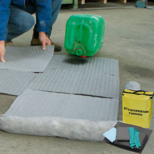 Kits antipollution - sac d'intervention 10 litres pour produits chimiques - capacité d'absorption 10 litres_0