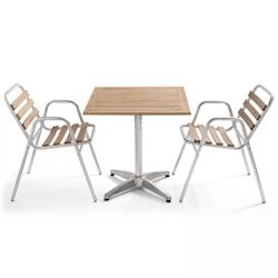 Oviala Business Ensemble terrasse en bois et aluminium 2 personnes - gris Bois massif 104204_0