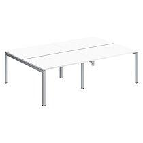 Pôle 4 bureaux droits Teamline - L 240 cm - Plateaux blancs - Piètement métal aluminium en arche_0
