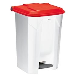 UTILO - Poubelle de tri à pédale 80L blanc/rouge - 54063 - ROSSIGNOL - rouge plastique 54063_0