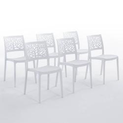 RATTATAN Set 6 Chaises en polypropylène avec fibre de verre empilables pour extérieur et jardin, bar et restaurant, cuisine design moderne - FLORA -_0