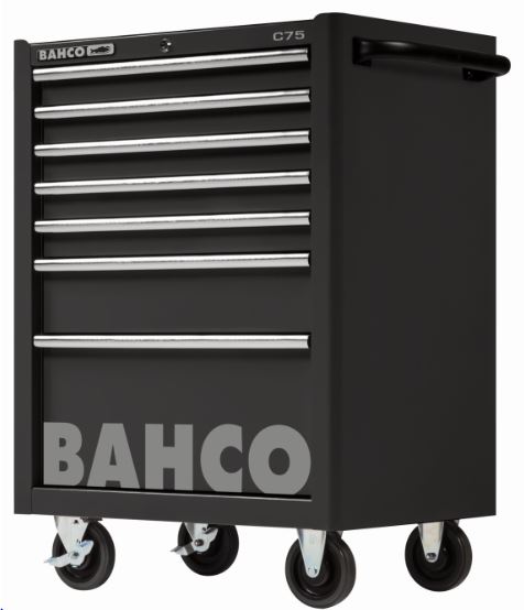 Servante classique C75 avec 7 tiroirs, noir, 986 mm x 501 mm x 763 mm - 1475K7BLACK_0
