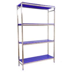 SimonRack Étagère en acier inoxyable initiel SIMONINOX 4 plateaux en polypropylène 1600x3290x400 mm (haut x largeur x profondeur) - 8425437075117_0