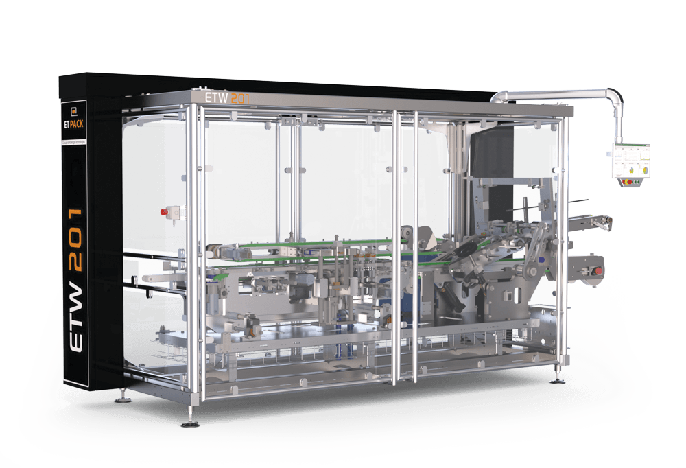 Suremballeuse multiformats permettant la mise sous fourreaux/coiffes en u, avec cadence de 20 à 80 cps/min - ecowrap® etw201_0