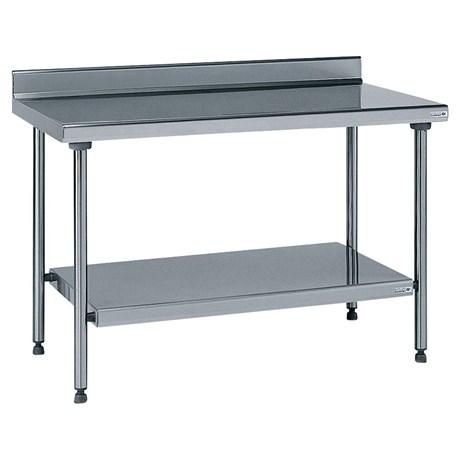 TABLE INOX ADOSSÉE AVEC ÉTAGÈRE INFÉRIEURE FIXE LONGUEUR 1400 MM