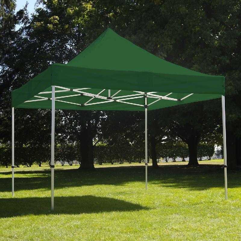 Tente pliante 3x3m - Aluminium 40mm - Toit vert 300g/m² imperméable et anti-UV_0