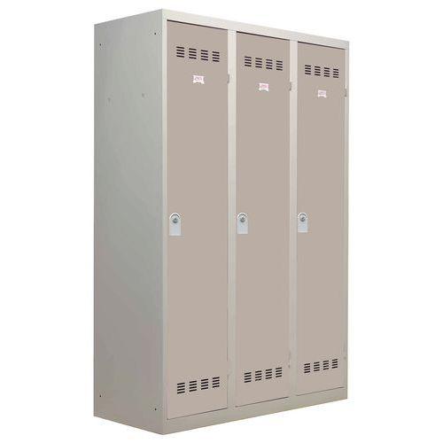 Vestiaire industrie salissante - 3 serrures - gris clair et marron clair - 1200x500x1800 mm_0
