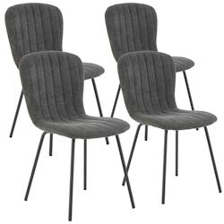 VS Venta-stock Pack 4 chaises Lucky recouvertes de tissu gris foncé - noir polyester I22092_0