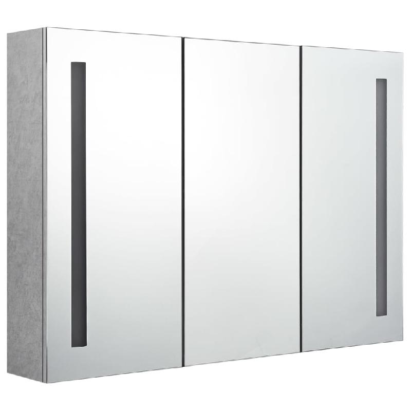 ARMOIRE DE SALLE DE BAIN À MIROIR LED 89 X 14 X 62 CM MDF GRIS 02_0006607_0