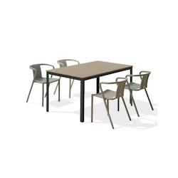 DCB GARDEN Ensemble repas de jardin 4 places en aluminium gris anthracite - BOSTON DIEGO - gris aluminium BOSTONTB150+DIEGOX4_0