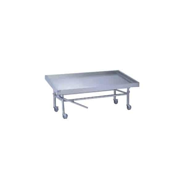 Etal à poisson modulaire, acier inoxydable, sur piétement réglable avec vérins aluminium, L 2200 x l 1100 mm_0