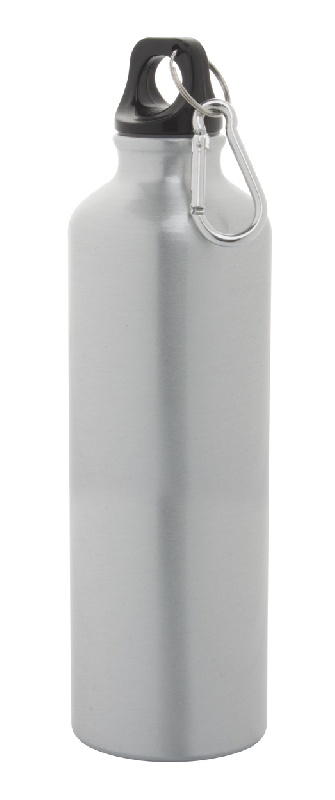 Gourde de sport en aluminium - 750 ml avec mousqueton - Couleur argentée_0