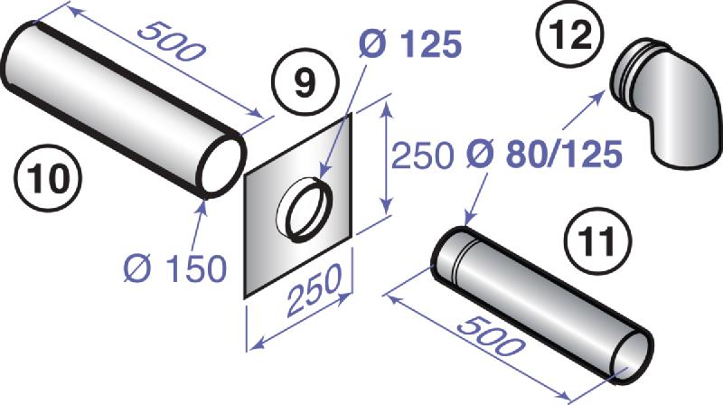 Kit de raccordement chaudière perpendiculaire diamètre 80/125mm dy849 réf 100003271_0