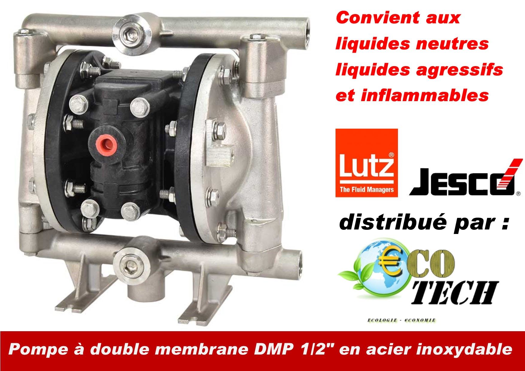 Pompe à double membrane dmp 1/2"  acier inoxydable distributeur réparateur rouen_0