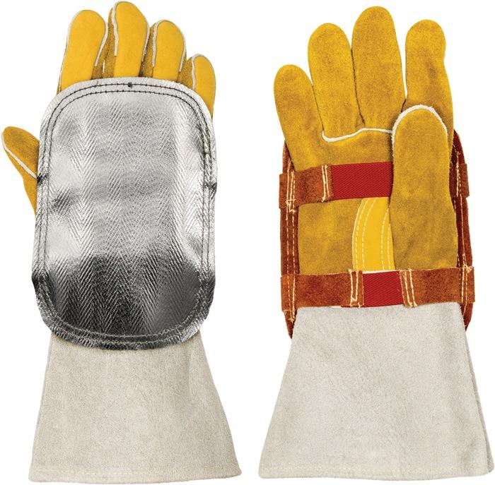 Gants de protection thermique en cuir de vachette refendu avec fibre de verre - Weldas - Haute résistance à la chaleur_0