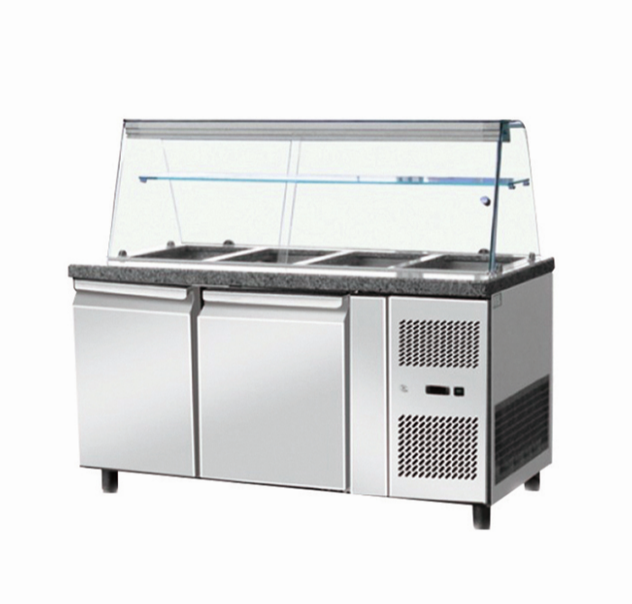 Saladette professionnel positive ventilée 2 portes 502 l avec vitrine pour gn 1/1x4 - THSAI158_0