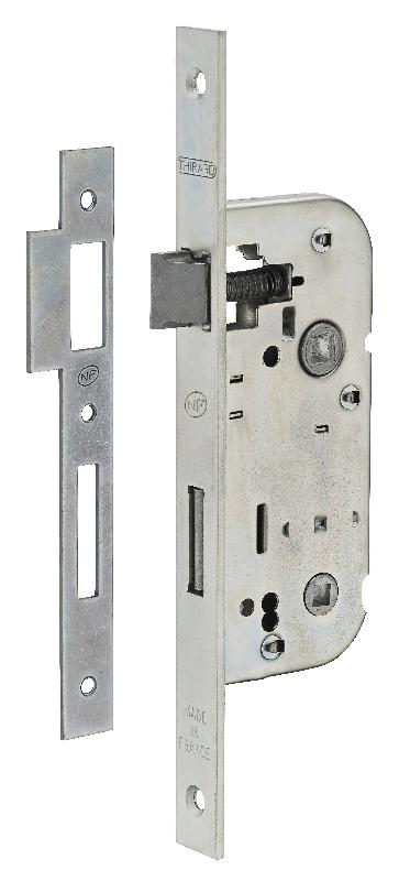 Serrure encastrable pour porte d'intérieur - NF Z/BC - Réversible - Acier embouti - Finition époxy noir ou zinguée_0