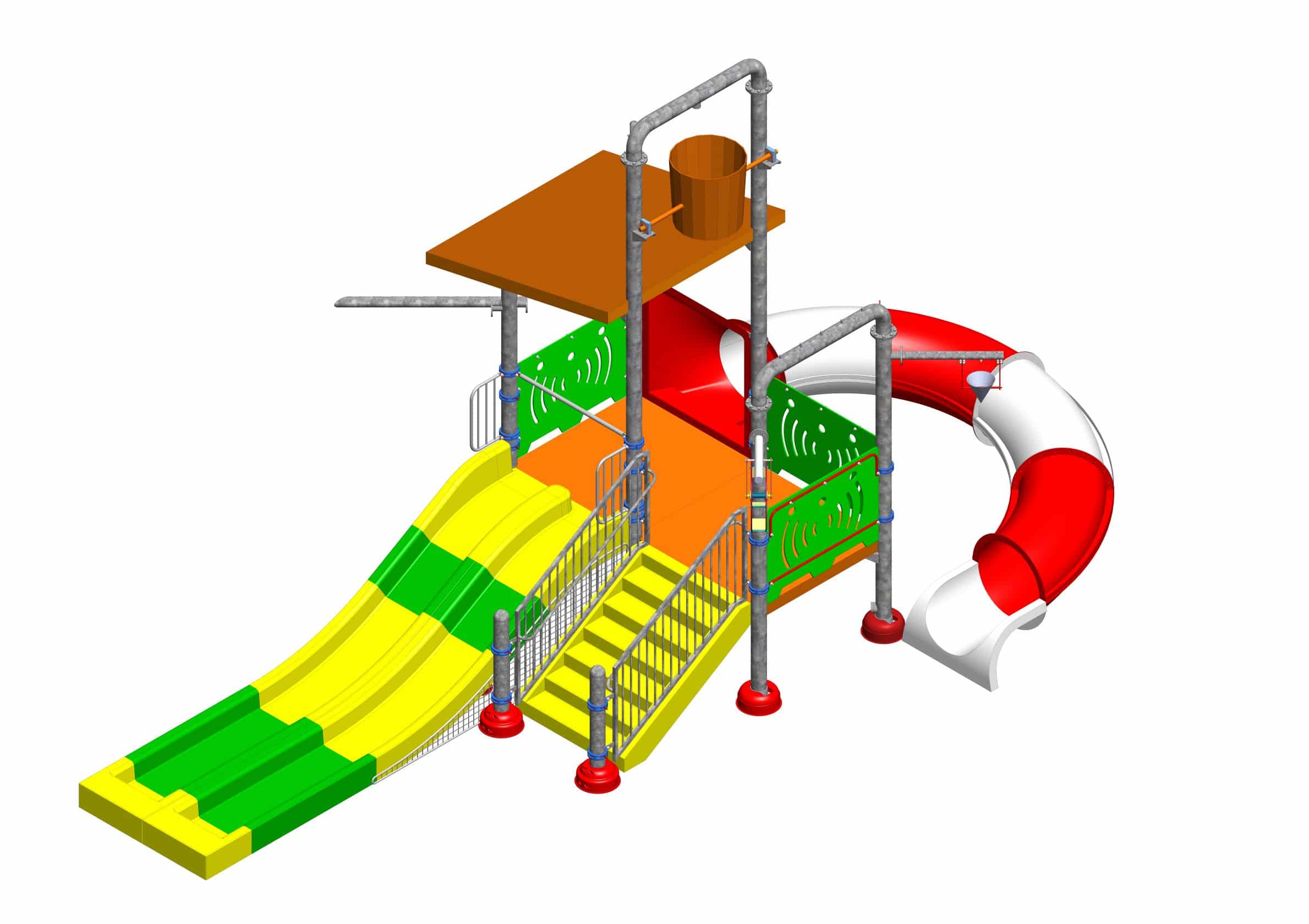 Structure aquatique - ARWAPS2C - 9x7m - Hauteur 6,5m - Toboggans 1,2m_0