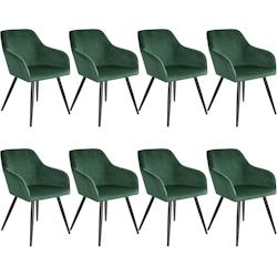 Tectake 8 Chaises MARILYN Design en Velours Style Scandinave - vert foncé/noir -404029 - vert plastique 404029_0