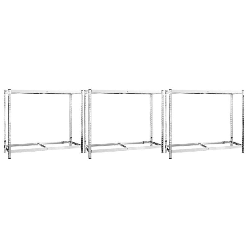 Vidaxl porte-pneus à 2 niveaux 3 pcs argenté 110x40x110 cm acier 3154230_0