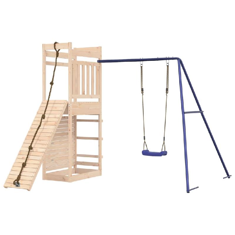 AIRE DE JEUX D\'EXTÉRIEUR BALANÇOIRES TOBOGGAN PORTIQUES ROBUSTE JEUX JARDIN 246 X 256 X 207 CM BOIS DE PIN MASSIF 02_0004694_0