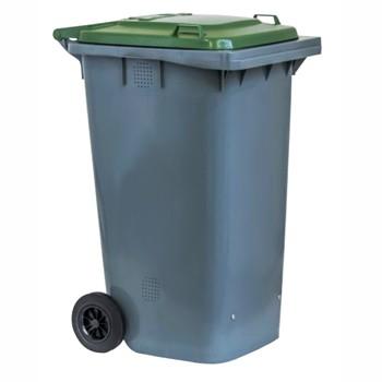 Bac de collecte roulant en plastique 240L - Bio-déchets - PEHD recyclable - Normes EN 840.1/5/6 et EN 13071_0