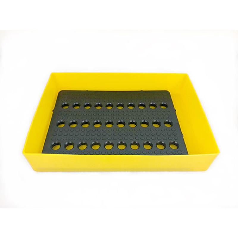 Bac de rétention en polyéthylène haute densité pour bidons 25L - avec caillebotis - jaune et gris - PLAST'UP ROTOMOULAGE - fabrication française_0