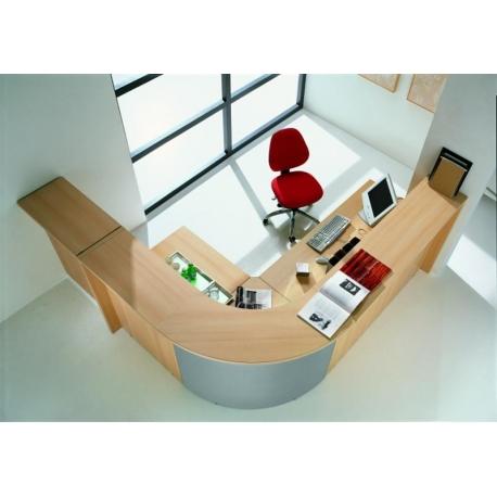 Banque d'accueil en bois avec angle en aluminium - Référence RECEPTION BOIS 03 - Fabricant Quadrifoglio_0