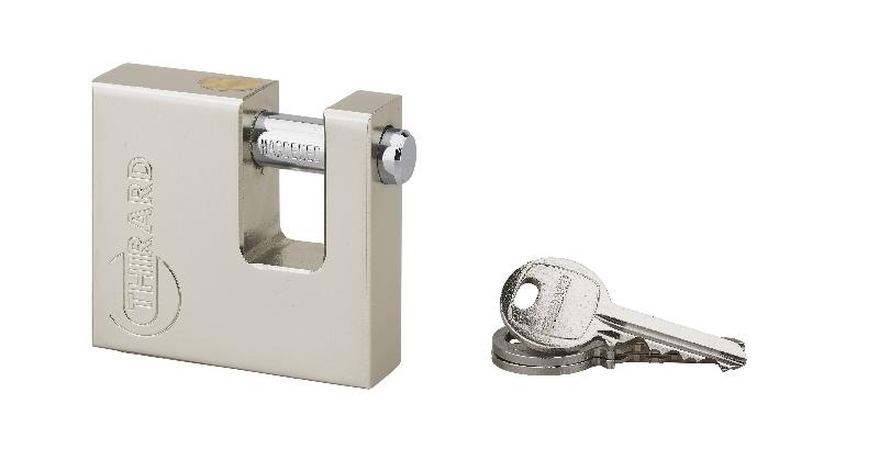 Cadenas à clé Land 60 mm - Corps monobloc en acier massif - Haute sécurité pour chaînes - Thirard_0