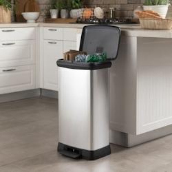 Curver Poubelle Duo à Pédale Deco 23l+23l Argenté - argenté 3253924833613_0