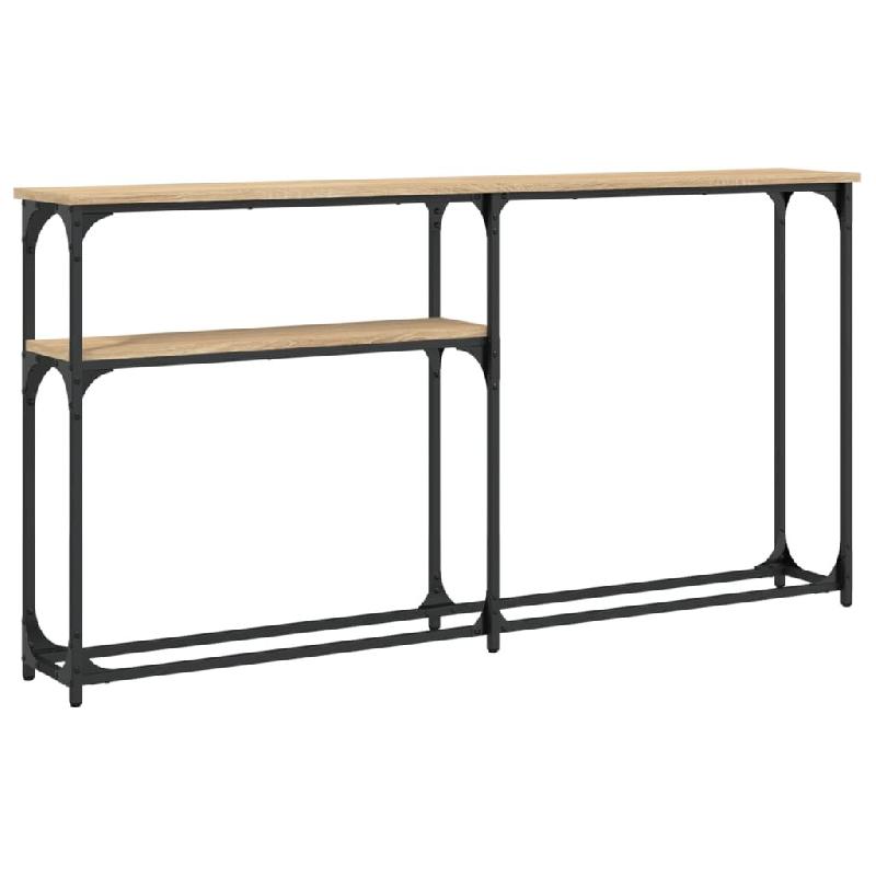 Décoshop26 - Table d'appoint avec étagère design industriel 145 x 22,5 x 75 cm bois d'ingénierie couleur chêne et métal DEC031931 - métal 30002_0